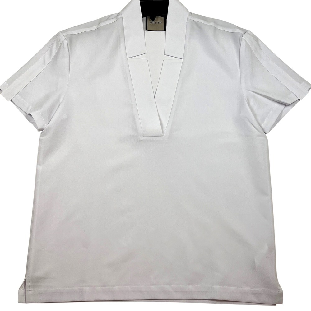 ORTTU White Short Sleeve Star Neck Shirt Mens Size Medium